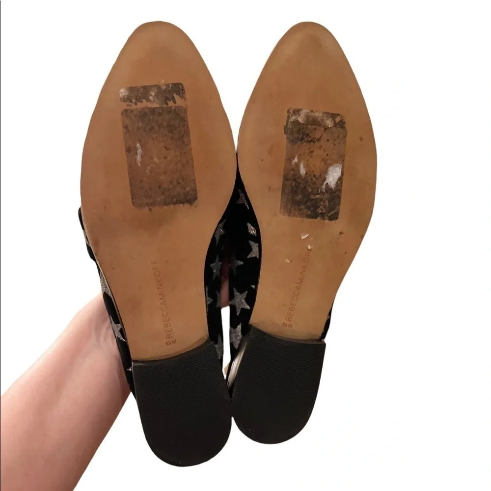 Rebecca Minkoff Black Mika In Galaxy Print Mules/Slides